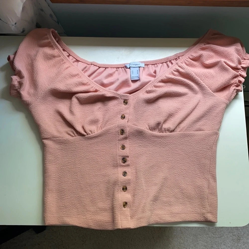 Pink‎ Button Top
